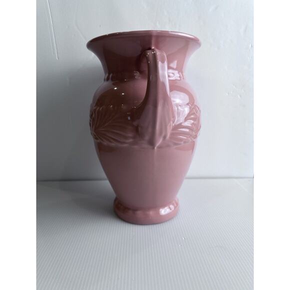 BEAUTIFUL VINTAGE ABINGDON ART POTTERY 153 ACANTHUS LEAF PINK WITH HANDLES VASE! - Picture 6 of 16